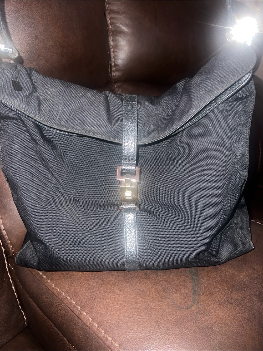 Gucci Black Hobo Bag with Gold Tone Hardware